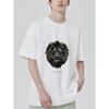 Men's Loose Fit T-Shirt White Lion Head Graphic Print Your Strong Point Text Casual Streetwear Top for Everyday Wear