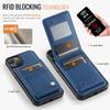 For iPhone 15 Case AUTSPACE A12 Leather Phone Case with Detachable Card Bag