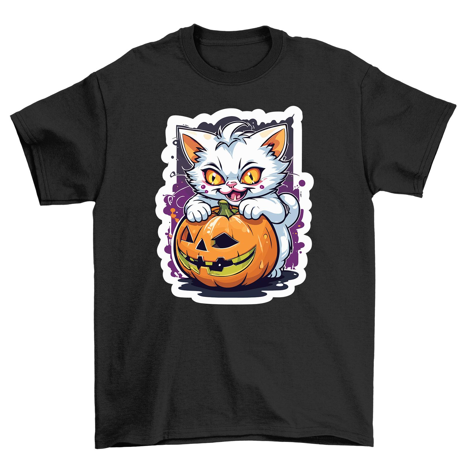 

HALLOWEEN_213 Meowsterpiece T-Shirt Mens Womens Tees Top - Purrfectly Spooky! 100% cotton, Funny De 2XL