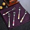Ice Cream Rose Flowers Ceramics TeaSpoon Dessert Scoop Coffee Spoon Kitchen & Dining