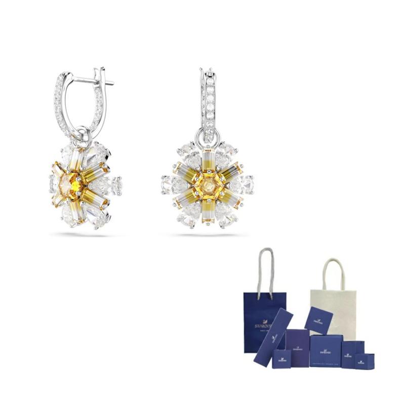 Swarovski Idyllia Blume Tropfenförmig Zirkonia Rhodinierte Imitation Kristall Ohrringe Damenohrringe Silber 5683243 Shopping Bag white