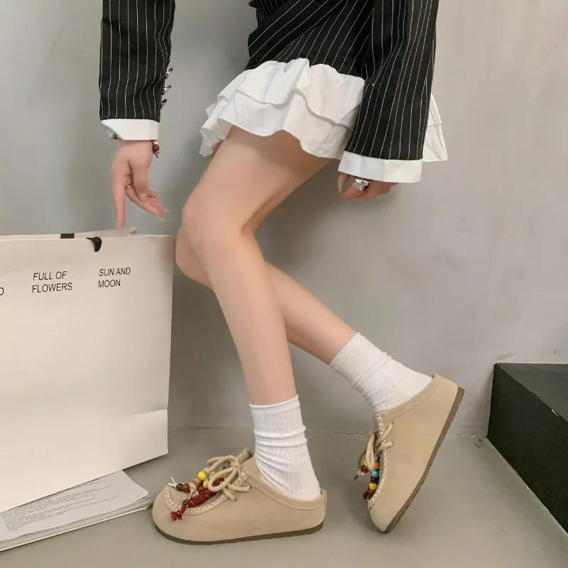 

Ретро Расшитые Высокие Новые Летние 2025 Платформенные Шлепанцы Ретро Баотоу Иностранный Темперамент Женская Обувь 40