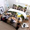 Dogs' Happy Group Photo Pattern Duvet Cover Set Digital Print Colorful Polyester Bedding with Zipper Closur for Kids Gifts