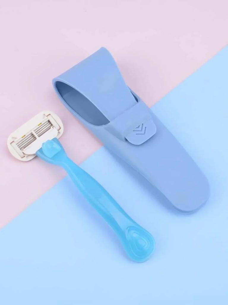 1 szt. - Etui na maszynki do golenia odpowiednie do walizki, przenośne, silikonowe, czarne, męska seria manualna, uchwyt maszynki do golenia, silikonowy rękaw, akcesorium podróżne