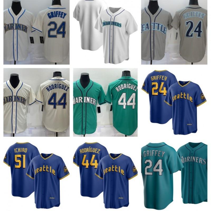 Unisex Embroidered Baseball Jersey Shirt Gruffey 24 Sports Fan Wear Cotton Blend Athletic Top