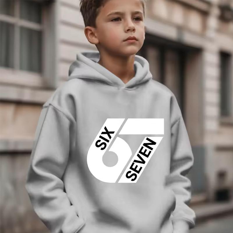 Unisex Graphic Fun 67 Hooded Pullover Sweater Long-sleeved Comfortable Stylish Street Style Long-sleeved Children's Wear