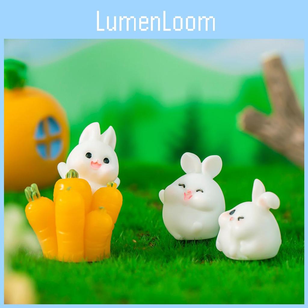 Adorable Resin Miniature Fat Bunny Figurines Diy Desktop Decor Cute Cartoon Style