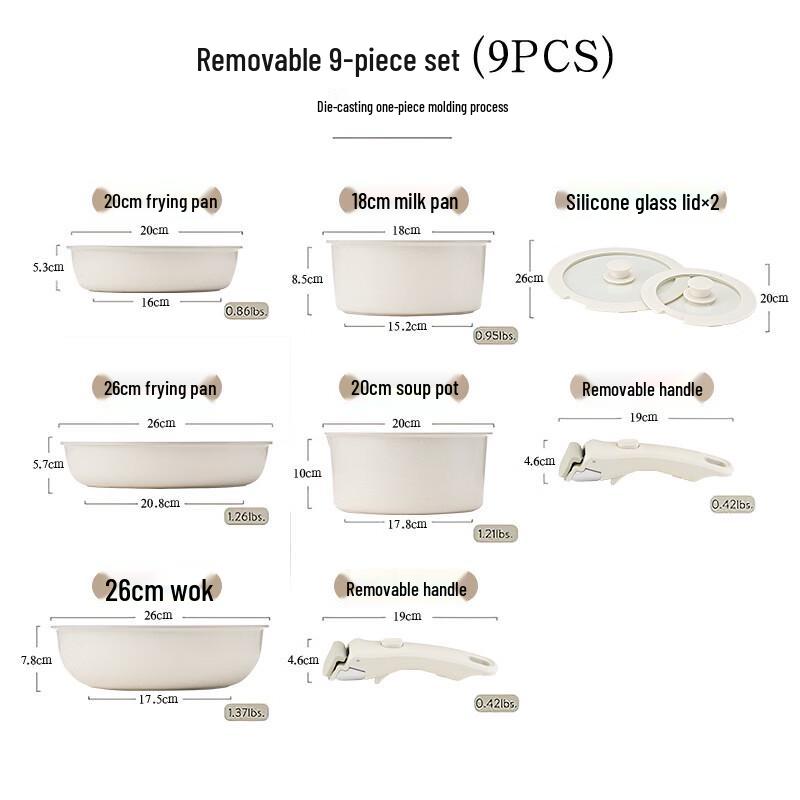 Yipan Detachable Handle Non-Stick Cookware Set