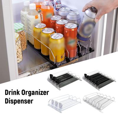 Can Shelf Pusher Adjustable WidthCanned Beverage Push Rack Spring Push Auto Beer Pusher Holder E-shaped Glide for Refrigerator