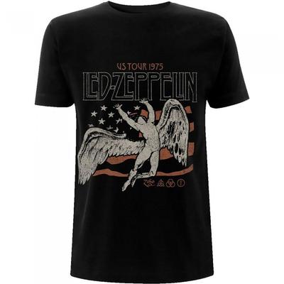 Led Zeppelin Unisex Adult US Tour 1975 Flag T-Shirt