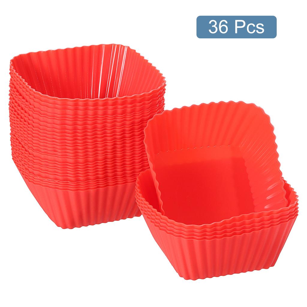 18/36pcs Square Reusable Silicone Cupcake Liners Silicone Cake Mold Muffin Cupcake Baking Molds for Wedding Birthday Party