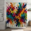 Vibrant Bathroom Shower Curtain with Colorful Splashes Blue, Red, Purple, Yellow Design for Home Decor in White Polyester Fabric