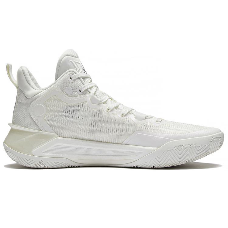 New LiNing Liren 3 White Pearl Cushioning Anti Slip And Wear Resistant High Top Basketball Shoes Mist White ABAS089-1