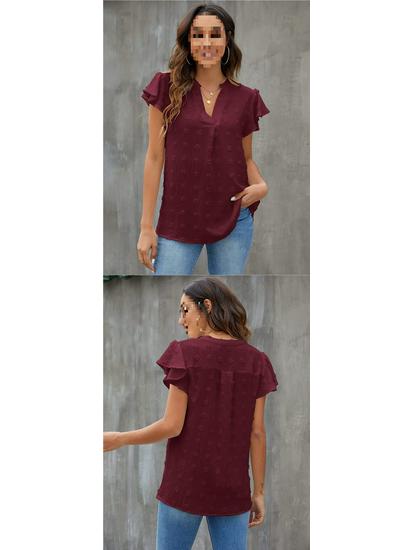 European and American Women's Ruffle Chiffon Summer Shirt