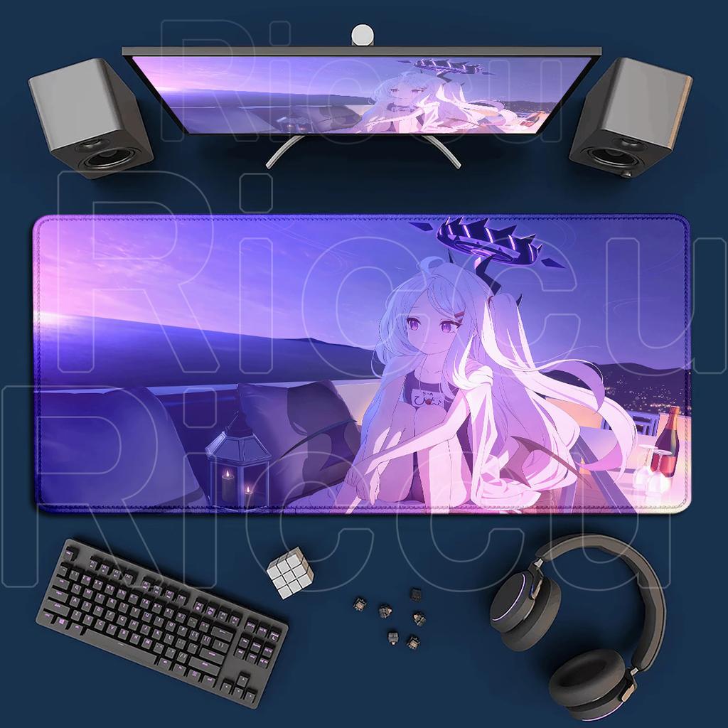 Game Blue Archive Kawaii Sorasaki Hina Mousepad Non-slip Computer Keyboard Mat Large PC Rubber Accessories Office Cabinet Carpet