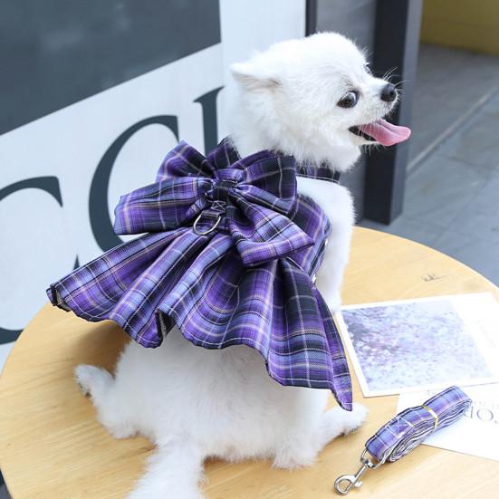 Yousheng Pet Harness Leash Plaid Pattern Adjustable Breathable Pet Cats Puppy Chest Strap Dress Traction Rope Kit for Pet Training
