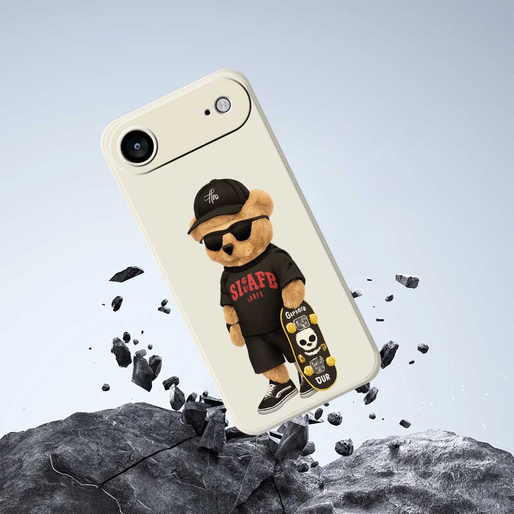 For iPhone 17 Air Case Cool Bear Pattern Printing Straight Edge TPU Phone Back Cover