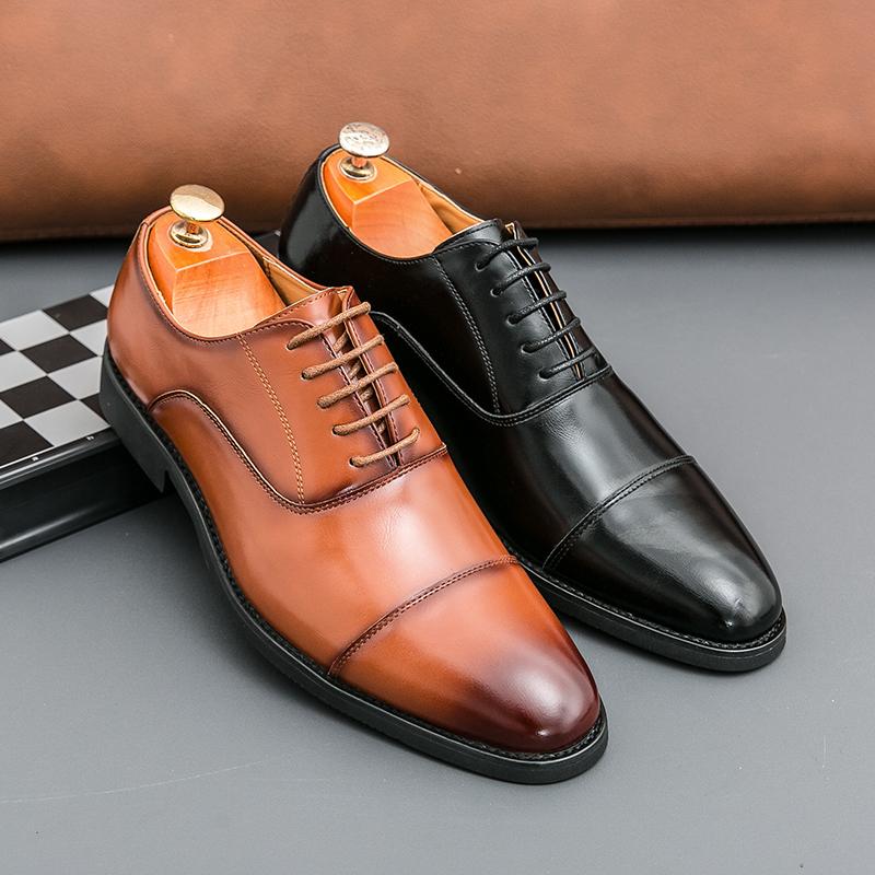 Fashion Business Leather Shoes Formal Dress Shoes Men Lace-up Leather Oxfords Classic Black Shoes Evening Shoes Boos Grace Shoes