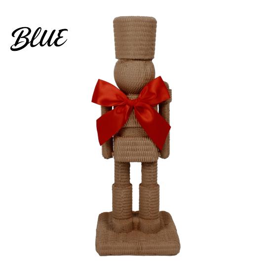 Festive Home Decor Accessories Resin Christmas Nutcracker Ornament with Red Bow Decor Decorative Tabletop Statues Figurine for Living Room