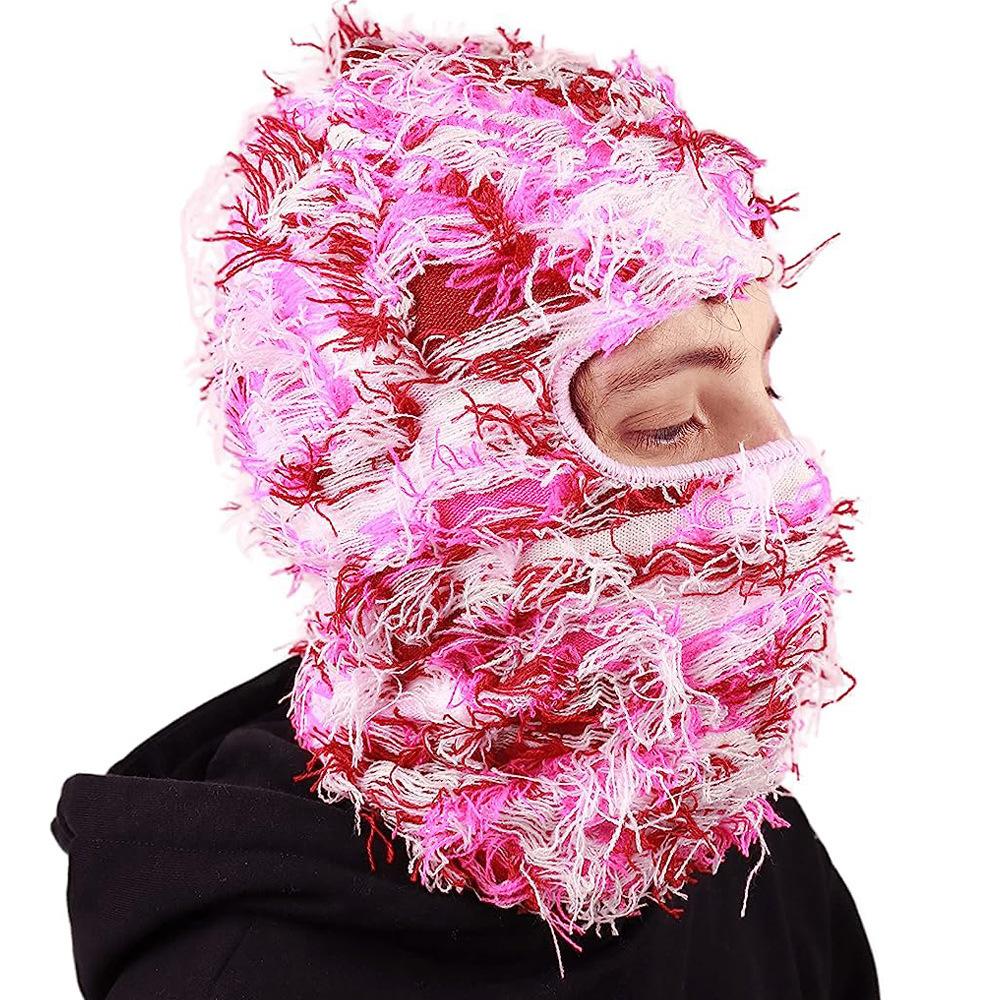 Single Hole Knitted Mask Party Funny Acrylic Yarn Balaclava Hat Outdoor Warm Head Cover