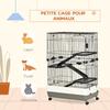 Four-Tier Small Animal Cage, for Bunnies, Ferrets, Chinchillas w/ Wheels, Tray - Black
