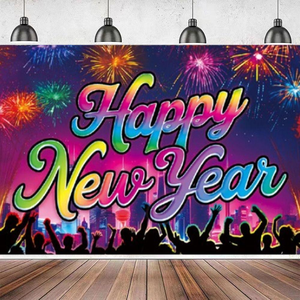 Cartoon Photo Background Banner Festive Happy New Year Decorations  Home Party Decor