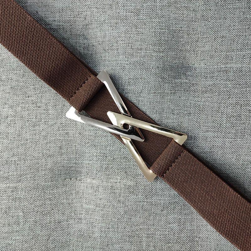 Modern Black Elastic Waist Belt With Beautiful Triangle Clip Designed Women For