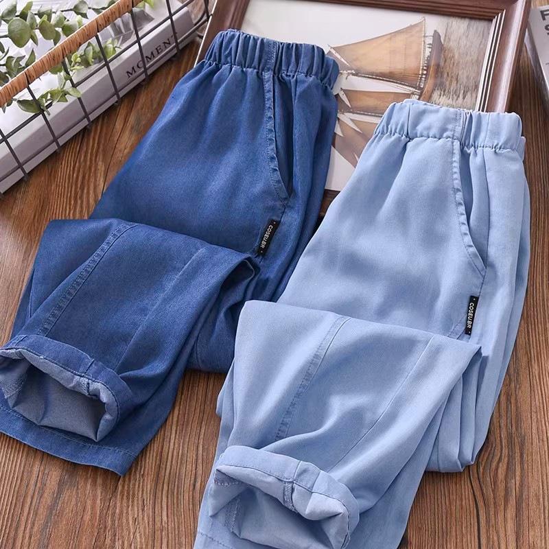 Boys' Summer Tencel Jeans – Mosquito Repellent, Ice Silk, Straight Leg Pants for Kids (2026 Trend)