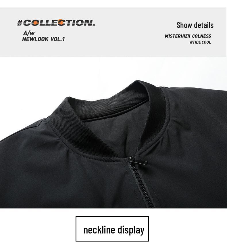 Men's Autumn Stand Collar Casual Jacket - Loose Fit, Solid Color, Trendy Versatile Outerwear