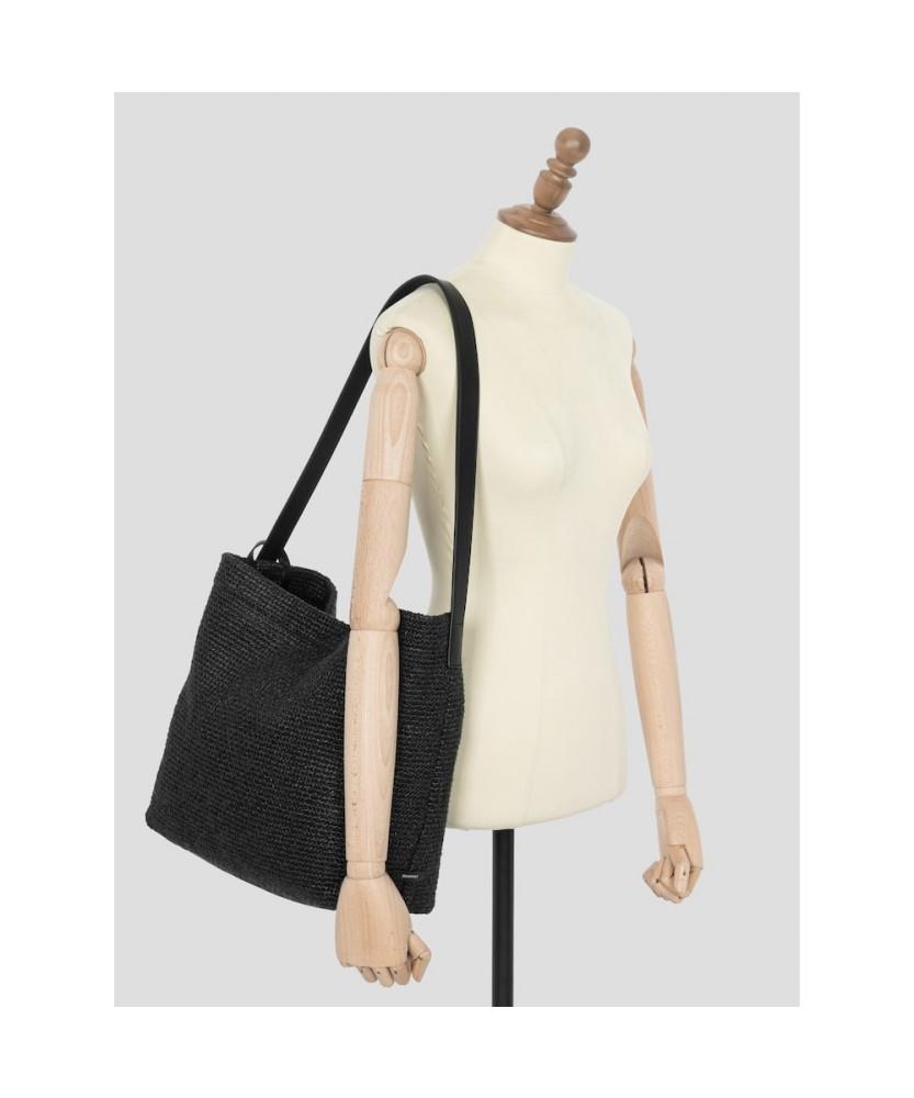 Beanpole Accessory Raffia Shoulder Bag Black