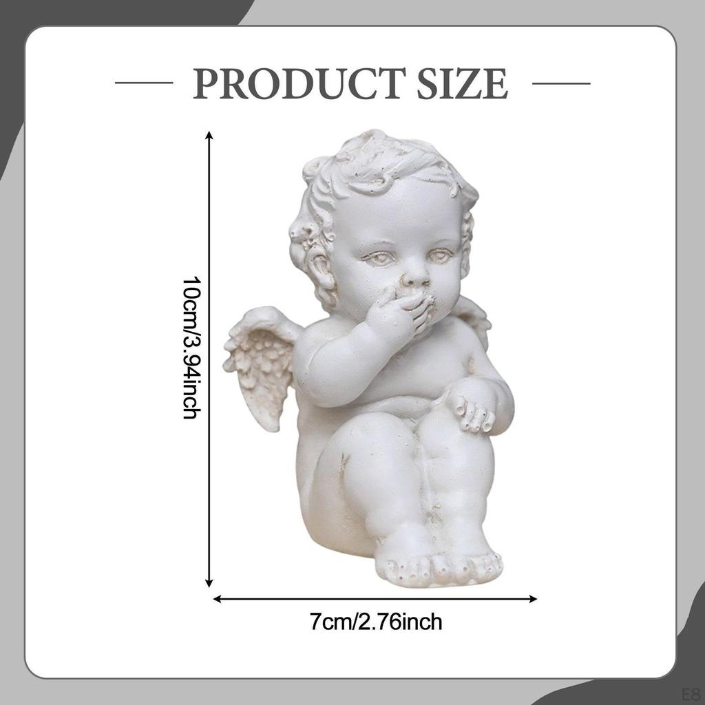 Angel Statue Resin Sculpture Decoration Retro Nordic Style Desktop Ornament for Living Room