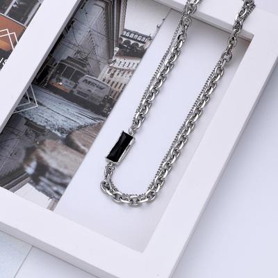 New Silver Necklace with Retro Geometric Style, Double Layered Collarbone Chain, Sweet and Cool Girl Style Versatile Accessory