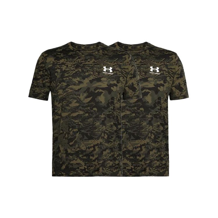 Under Armour Camo Crew Neck Running Training T-Shirt Men Tops Green 1357727-310