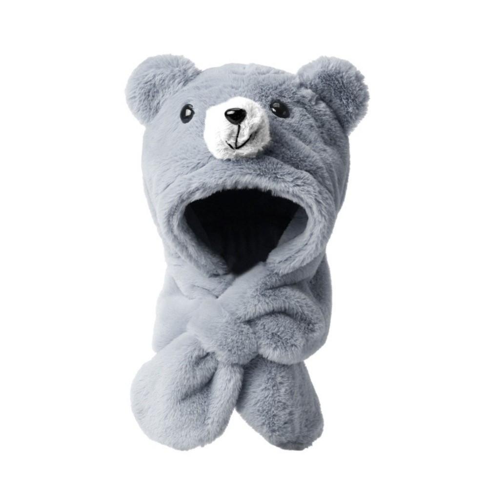 Thickening Kids Integrated Scarf Hat Soft Bear Earmuffs Hat Gift Winter Beanie Hat Outdoor Play