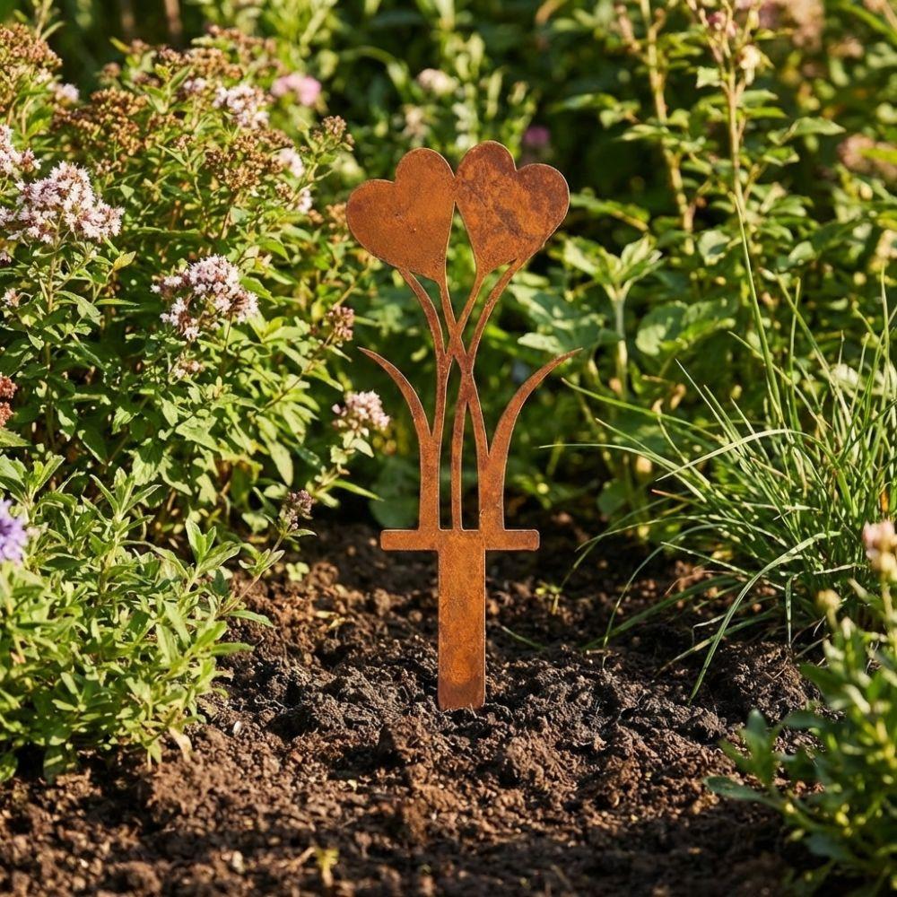 Wetterfeste Herzförmige Metall-Stäbe Rustikale Blumentopf-Verzierung Muttertag