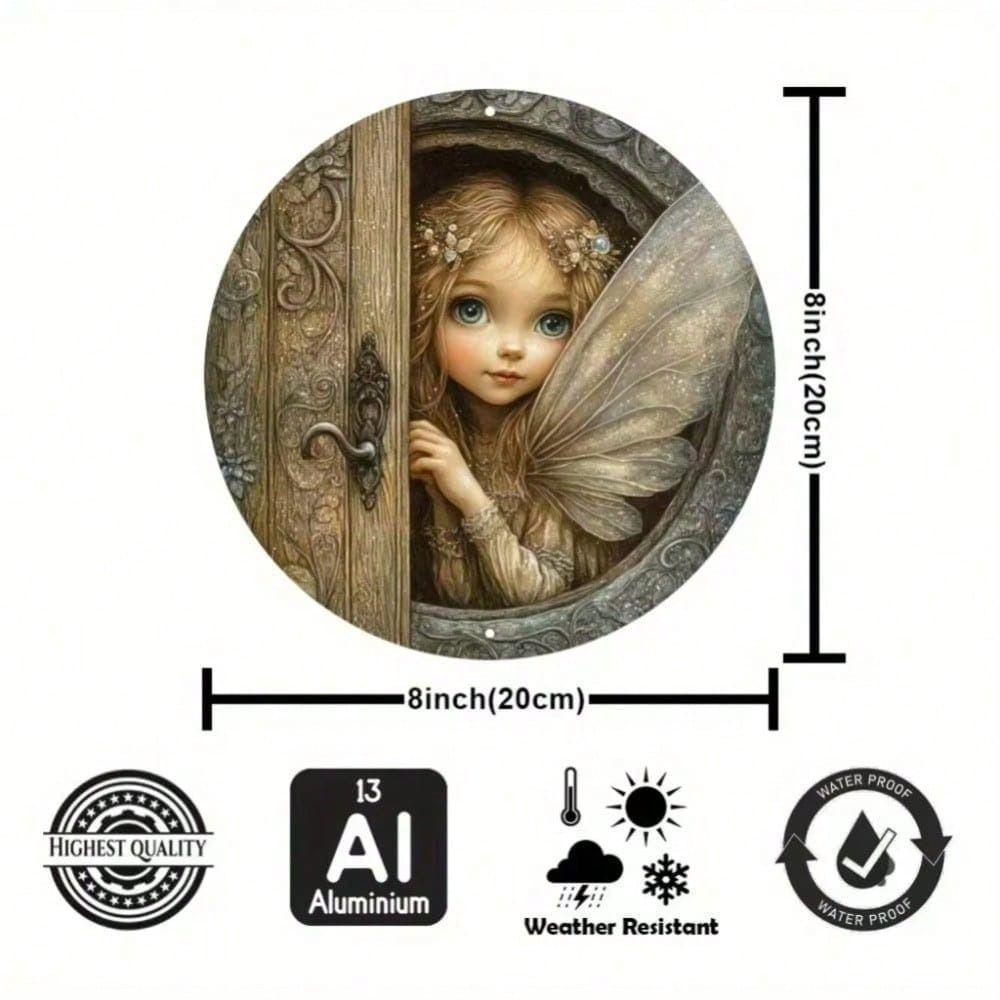 Metal Poster Wall Art Magic Fairy Door Garden Decor