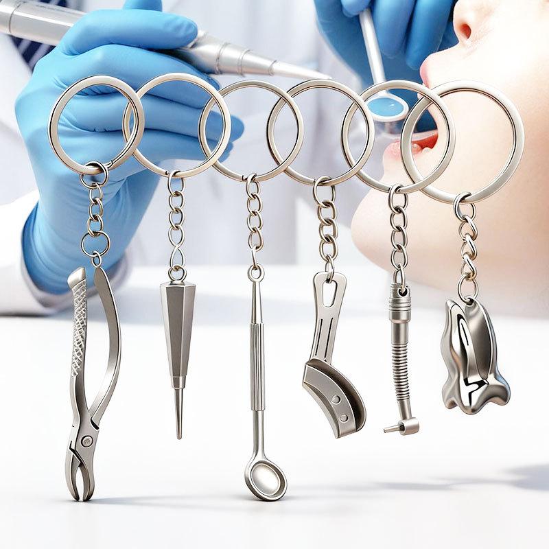 Mini Dental Tools Teeth Keychain Simulation Tooth Key Holder Clinic Promotion Gift