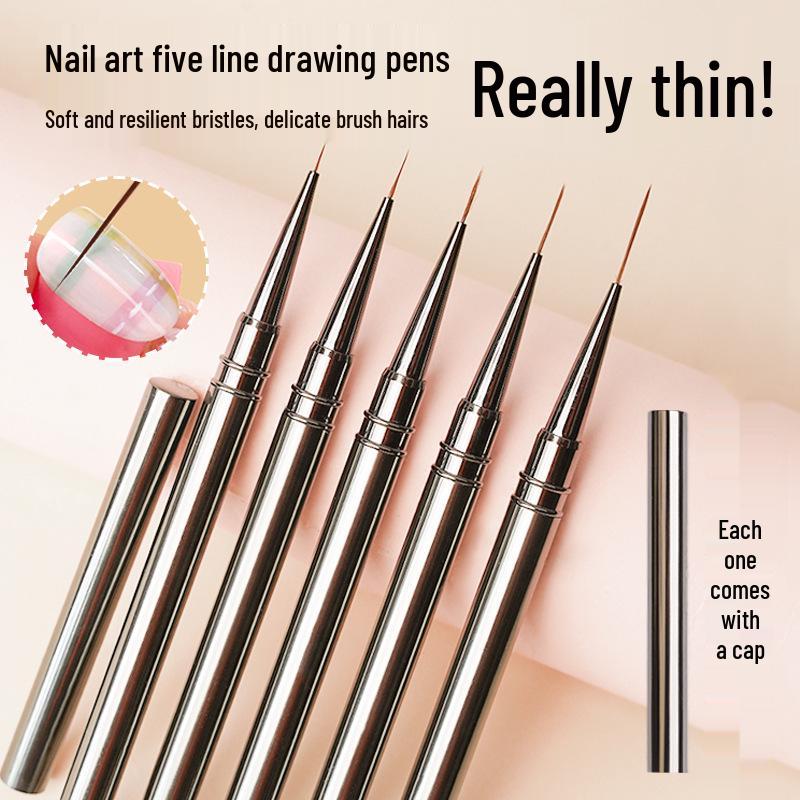 Japanese Professional Ultra-Fine Metal Nail Art Liner Pen for Nail Salon - Precision Drawing and Dotting Tool