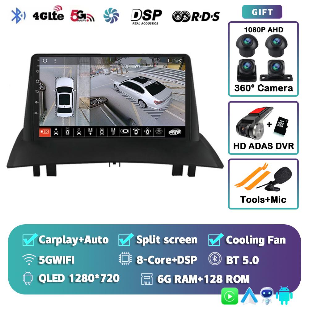 Android 14 Carplay Auto WIFI+4G Car Radio For Renault Megane 2 2002-2009 Multimedia Video Player 2Din 2din DVD Navigation GPS BT