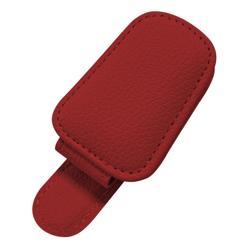 

Многофункциональный автомобильный солнцезащитный козырек, зажим для очков, кожаный зажим для очков, магнитный держатель для солнцезащитных очков, вешалка, универсальный аксессуар для интерьера красный