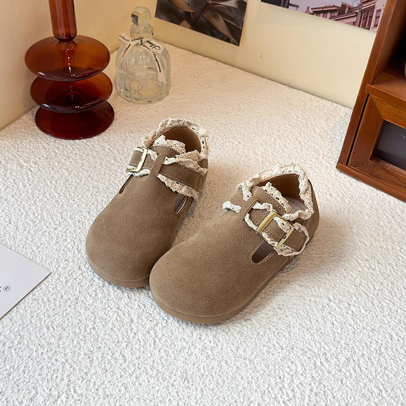 

Boys Girls Moccasins Retro Non-slip Sweet Kids Flat Shoes Soft Sole New Fashion Children Leather Shoes Hook&loop Elegant 24