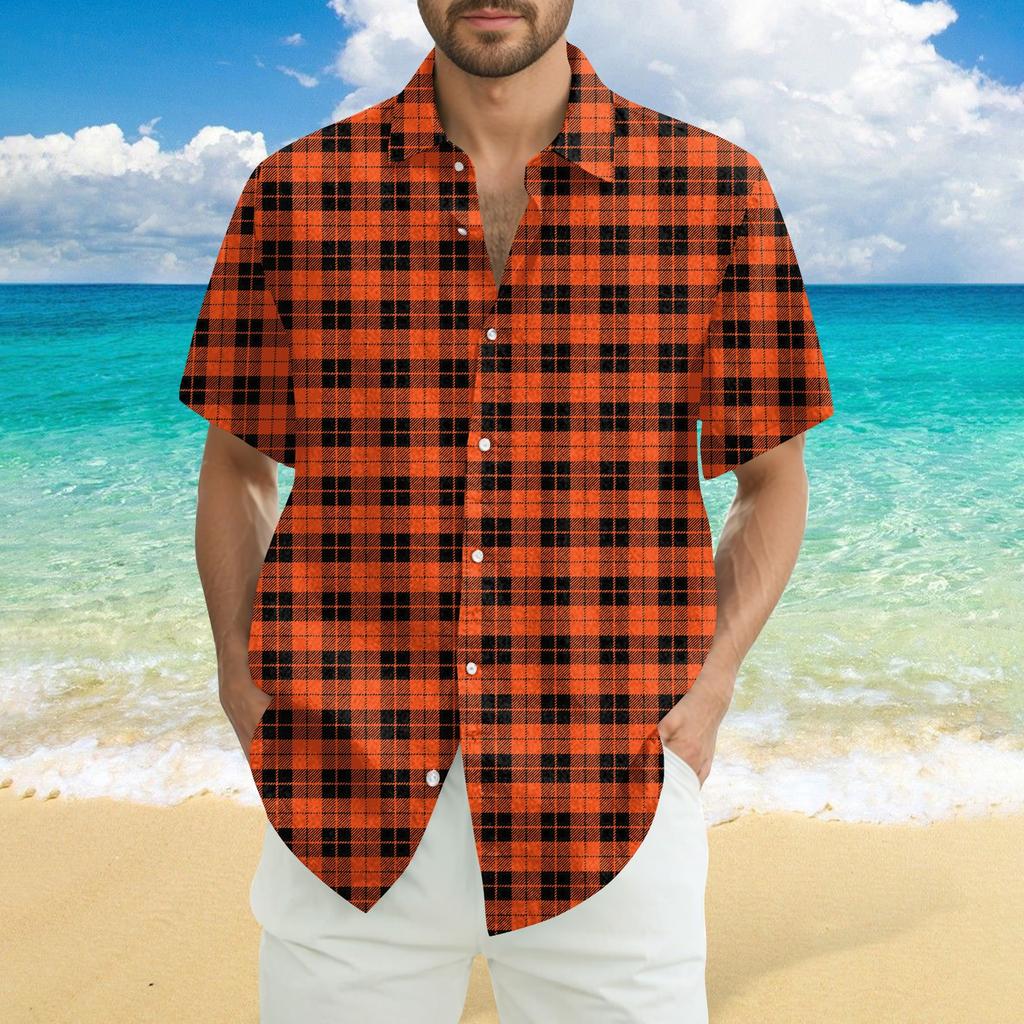 Men's Fashion Casual Loose Hawaiian Print Short-sleeved Shirt