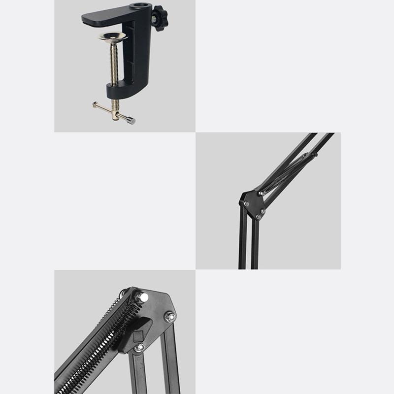 LED Faltbare Langarm Augenschutz Lese-Schreibtischlampe USB Lese-Arbeitsplatzleuchte mit Klemme Upgrade 12W Schwarz