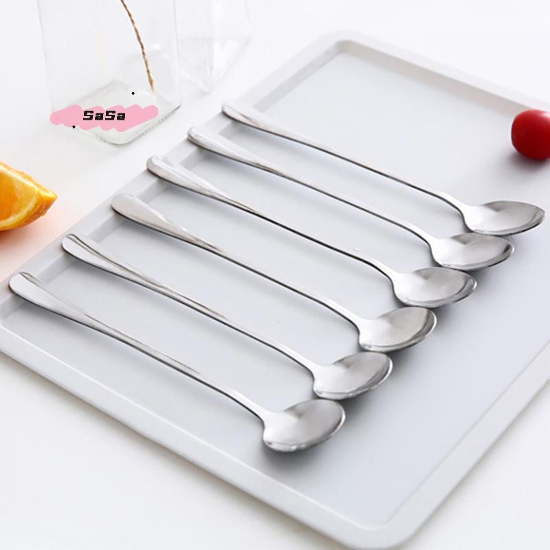 1Pc Long Handle Stainless Steel Spoon for Coffee Ice Cream Stirring Meal Tableware Household Dinner Fruit Fork