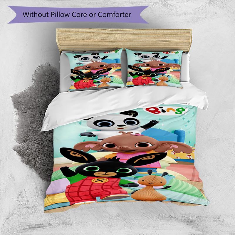 3pcs Bing Bunny2 Design Cover Set - HD Printed Bedding with 1 Cover and 2 Pillowcases - Perfect for Home and Dorm Decor