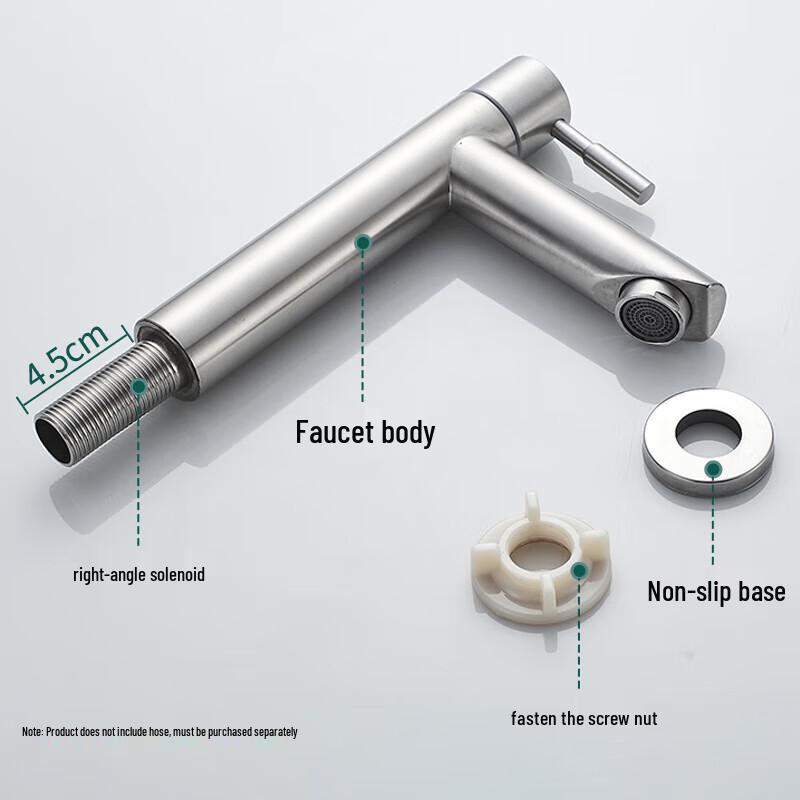 HANDUNYOU 304 Stainless Steel Wall-Mounted Basin Faucet