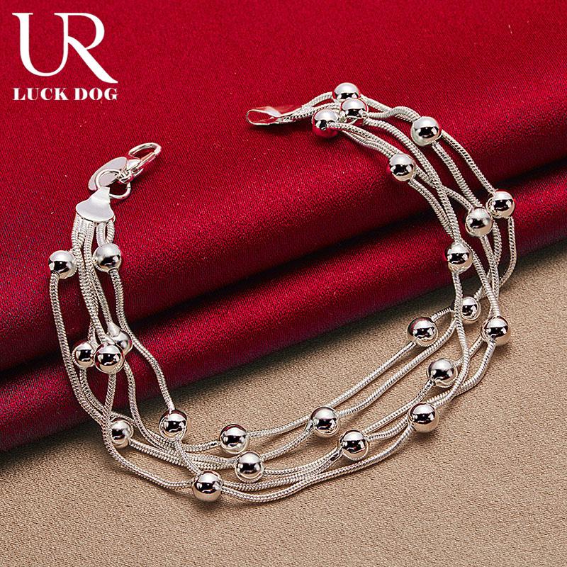 925 Sterling Silver Multi Snake Chain Bead Chain Bracelet Fashionable Wedding Jewelry