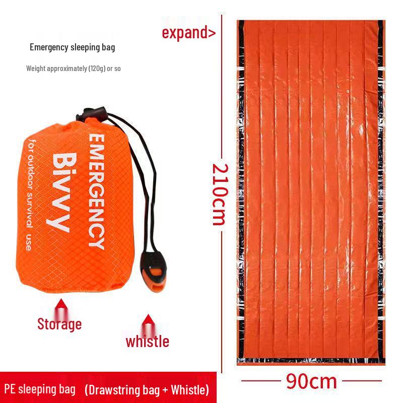 Insulated PE Sleeping Bag for Outdoor Emergencies: Thickened Aluminum Film for Wild Cold Protection and Disaster Relief.