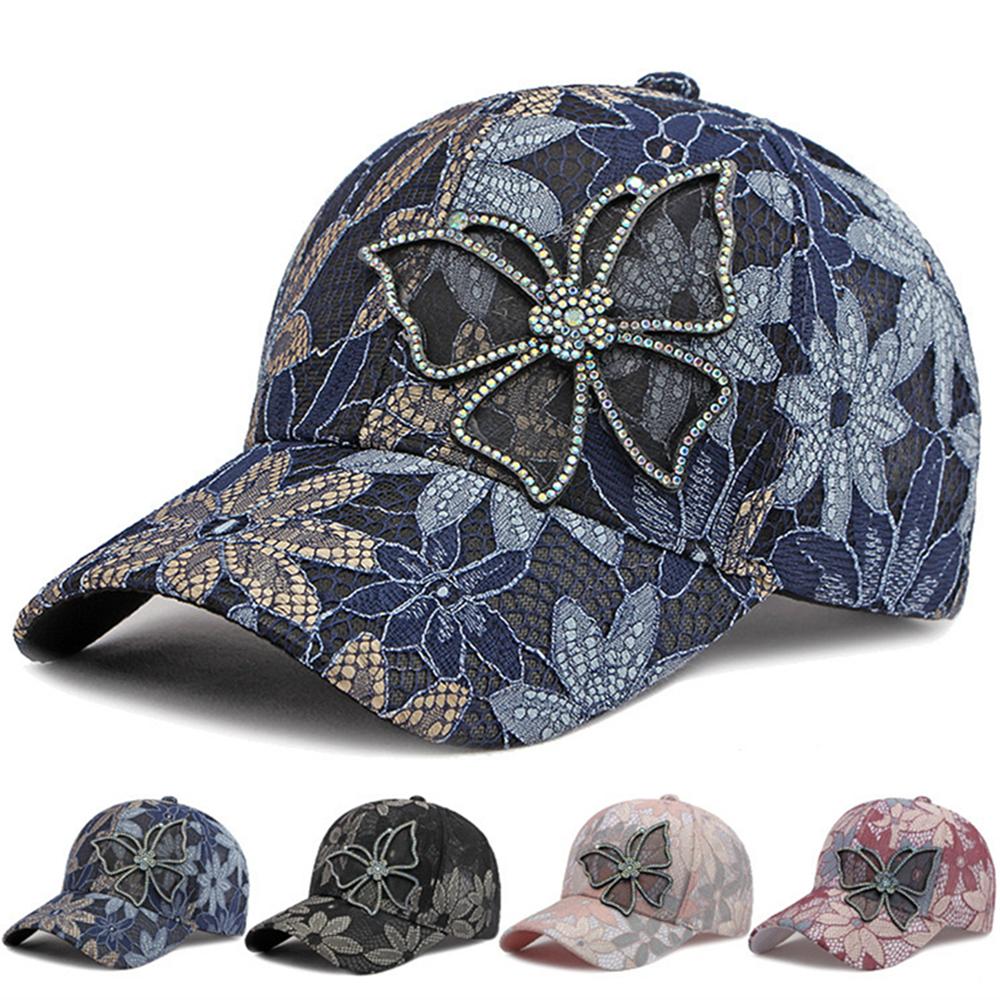 1Pc New Fashion Women Cap Butterfly Flower Pendant Baseball Cap Female Outdoor Adjustable Streetwear Summer Trucker Hat