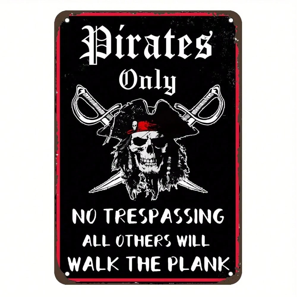 Iron Pirate Skull Metal Sign Bar Pub Wall Decor Weatherproof Plaque
